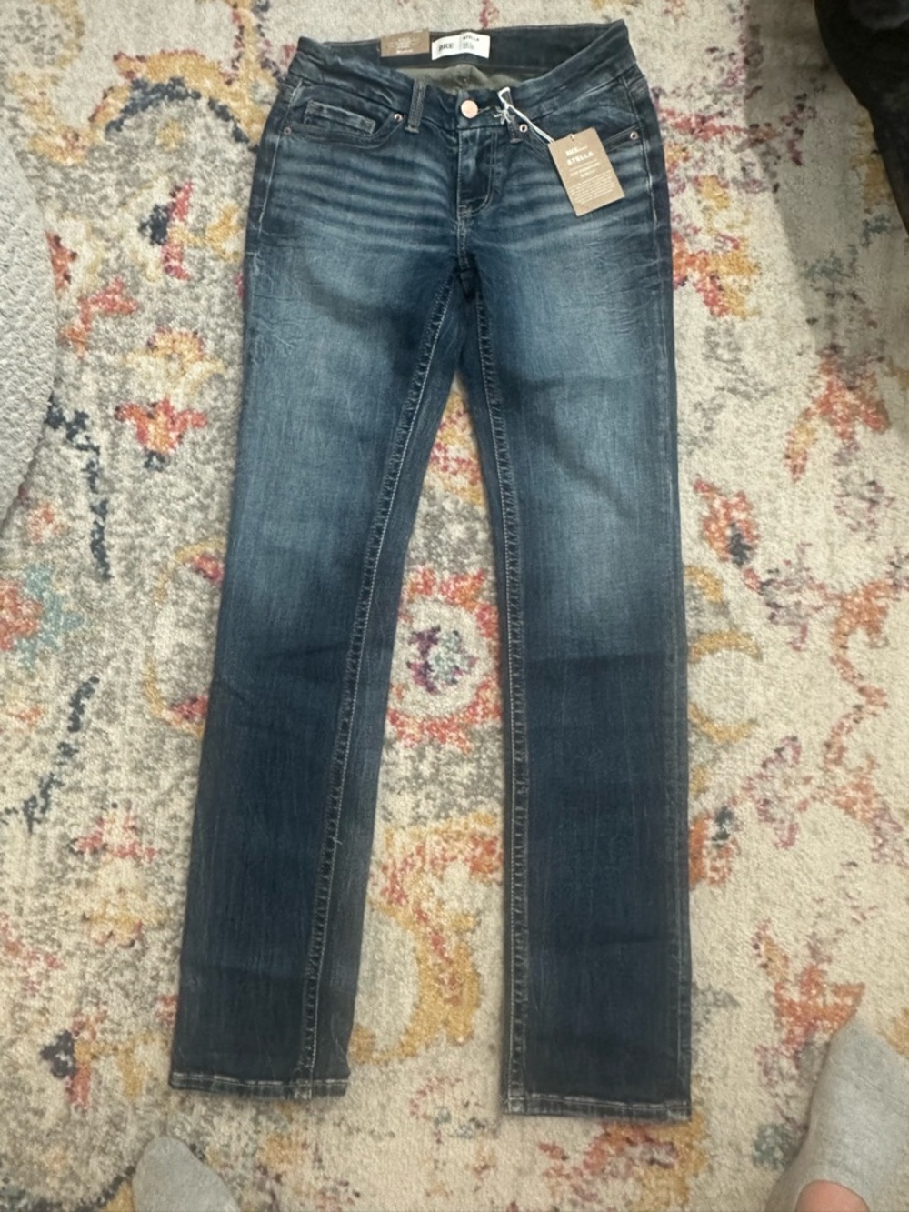 BKE Women's Dark Wash Straight Leg Jeans Stella